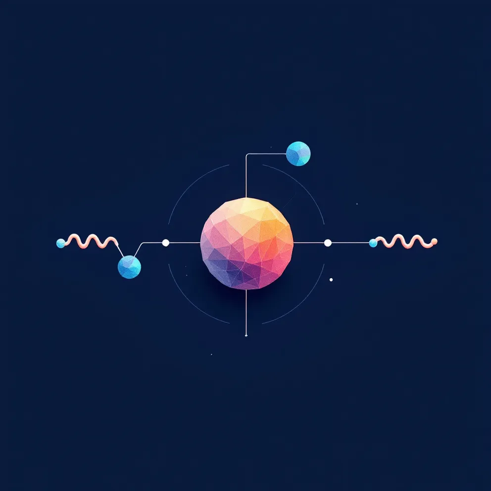 Clean periwinkle-and-mint bento illustration of two peptide constituent channels converging on a single shared apricot tissue-repair target node, on a deep indigo ground